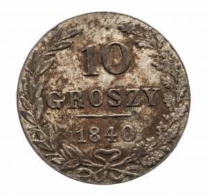 Zabór Rosyjski, Mikołaj I (1825-1855), 10 groszy 1840 MW, Warszawa