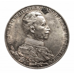 Niemcy, Cesarstwo Niemieckie (1871-1918), Prusy, Wilhelm II 1888-1918, 3 marki 1913 A, popiersie cesarza w mundurze, Berlin.