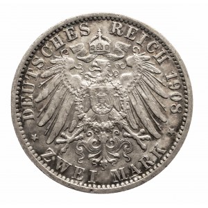 Niemcy, Cesarstwo Niemieckie (1871-1918), Prusy, Wilhelm II 1888-1918, 2 marki 1908 A, Berlin.