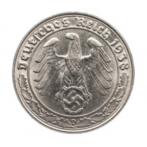 Deutschland, Drittes Reich (1933 - 1945), 50 Reichspfennig 1938 D, München