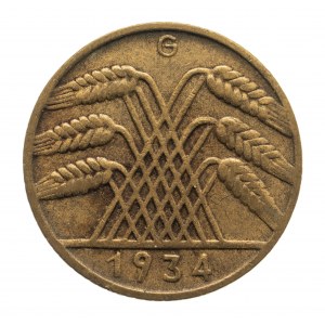 Germany, Third Reich (1933 - 1945), 10 fenig 1934 G, Karlsruhe.