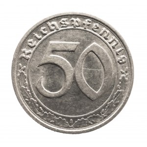 Niemcy, Trzecia Rzesza (1933 - 1945), 50 Reichspfennig 1938 G, Karlsruhe
