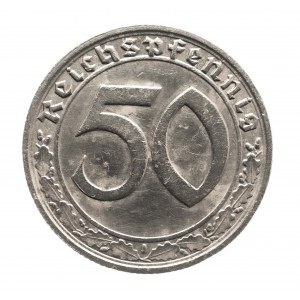 Deutschland, Drittes Reich (1933 - 1945), 50 Reichspfennig 1938 J, Hamburg