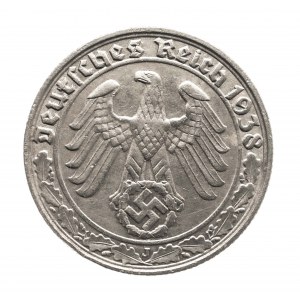 Deutschland, Drittes Reich (1933 - 1945), 50 Reichspfennig 1938 J, Hamburg