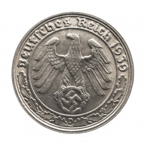 Niemcy, Trzecia Rzesza (1933 - 1945), 50 Reichspfennig 1939 D, Monachium