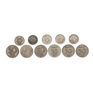 Szwecja, zestaw 11 monet 25 ore / 50 ore 1946-1957