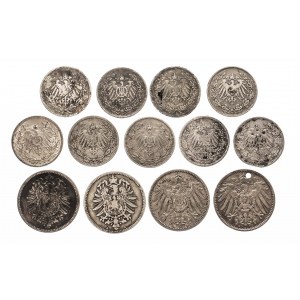 Germany, German Empire (1871-1918), set of 13 coins 1/2 mark ; 1 mark 1876-1914