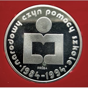 Polska, PRL (1944-1989), 1000 złotych 1986, Narodowy Czyn Pomocy Szkole - próba, srebro (2)
