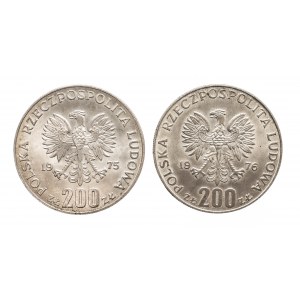 Polska, PRL (1944-1989), zestaw 2 monet 200 złotych 1975/76 Srebro.