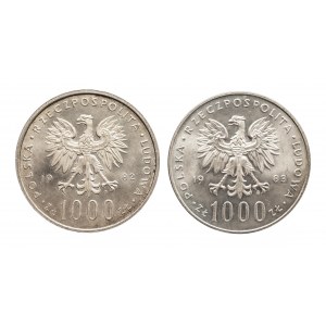 Polska, PRL (1944-1989), 1000 złotych 1982 i 1983, Jan Paweł II, zestaw 2 monet