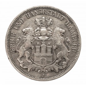 Germany, German Empire (1871-1918), Hamburg-city, 5 marks 1891 J, Hamburg