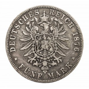 Niemcy, Cesarstwo Niemieckie (1871-1918), Hamburg- miasto, 5 marek 1876 J, Hamburg