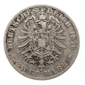 Niemcy, Cesarstwo Niemieckie (1871-1918), Bawaria - Ludwik II 1864-1886, 2 marki 1876 D, Monachium