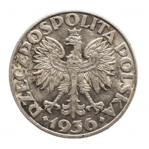 Polska, II Rzeczpospolita (1918-1939), 2 złote 1936, Żaglowiec, Warszawa.