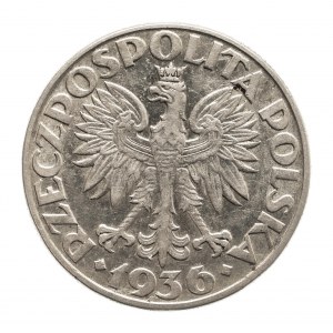 Polska, II Rzeczpospolita (1918-1939), 2 złote 1936, Żaglowiec, Warszawa.