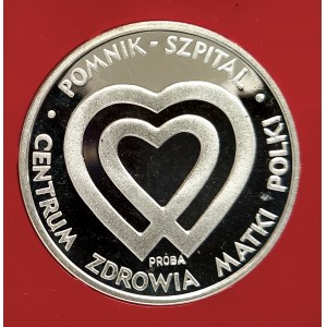Polska, PRL (1944-1989), 1000 złotych 1985, Pomnik - Szpital Centrum Zdrowia Matki Polki - próba, srebro (2)