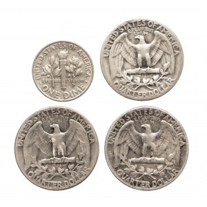 Stany Zjednoczone Ameryki (USA), zestaw 4 srebrnych monet 1934-1964.