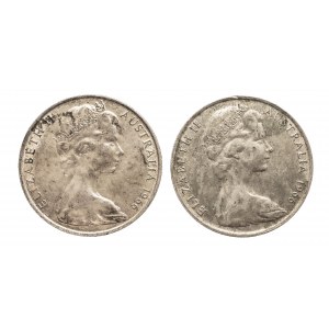 Australien, Satz von 2 silbernen 50-Cent-Münzen 1966.