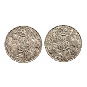 Australia, zestaw 2 srebrnych monet 50 centów 1966.