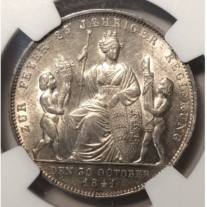 Deutschland, Württemberg, Wilhelm I. (1816-1864), 1 Gulden 1841 - 25. Jahrestag der Krönung