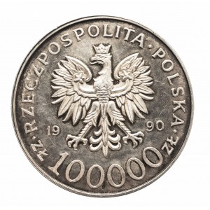 Polska, Rzeczpospolita Polska od 1989 roku, 100000 złotych 1990, Solidarność typ A.