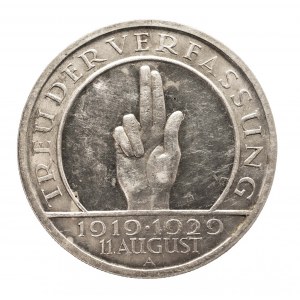 Deutschland, Weimarer Republik (1918-1933), 5 Mark 1929 A, Berlin, 10. Jahrestag des Weimarer Vereidigungsprozesses