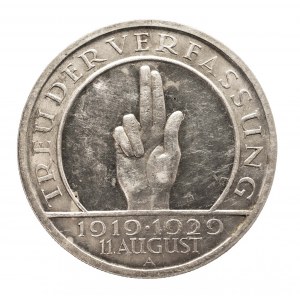 Germany, Weimar Republic (1918-1933), 5 Marks 1929 A, Berlin, 10th Anniversary of the Weimar Pledge
