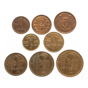 Litwa, Republika (1918-1940), zestaw 5 monet 1925 oraz 3 monet 1936, Kowno