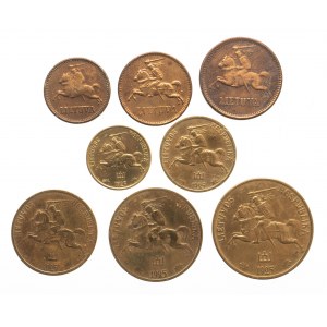 Litauen, Republik (1918-1940), Satz von 5 Münzen 1925 und 3 Münzen 1936, Kaunas