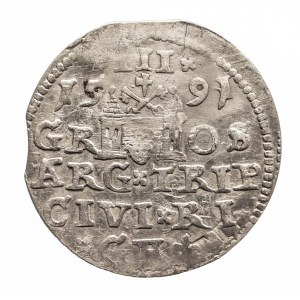 Polska, Zygmunt III Waza (1587-1632), trojak 1591, Ryga