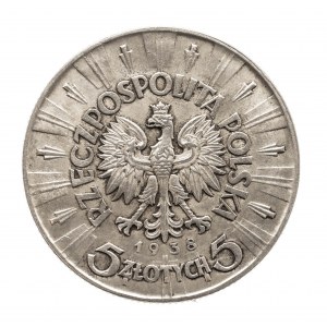 Poland, II Rzeczpospolita (1918-1939), 5 zloty 1938 Pilsudski, Warsaw