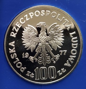 Poland, People's Republic of Poland (1944-1989), 100 gold 1977, Henryk Sienkiewicz