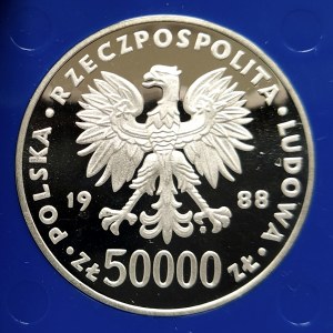 Polen, Volksrepublik Polen (1944-1989), 50000 Gold 1988, Jozef Pilsudski (2)
