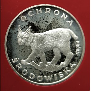 Polska, PRL (1944-1989), 100 złotych 1979, Ochrona Środowiska - Ryś - próba, srebro