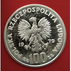 Polska, PRL (1944-1989), 100 złotych 1979, Ochrona Środowiska - Ryś - próba, srebro