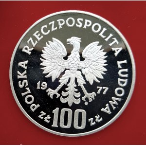 Polen, Volksrepublik Polen (1944-1989), 100 Zloty 1977, Wladyslaw Reymont - von schräg - Probe, Silber