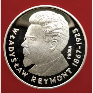 Polska, PRL (1944-1989), 100 złotych 1977, Władysław Reymont - profil - próba, srebro