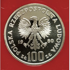 Polska, PRL (1944-1989), 100 złotych 1980, Jan Kochanowski - próba, srebro