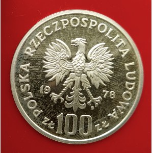 Polska, PRL (1944-1989), 100 złotych 1978, Interkosmos - Pierwszy Polak w Kosmosie - próba, srebro