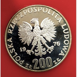 Poland, People's Republic of Poland (1944-1989), 200 gold 1976, Games of the XXI Olympiad Montreal - Head - sample, silver