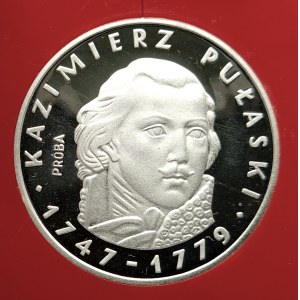 Polska, PRL (1944-1989), 100 złotych 1976, Kazimierz Pułaski - próba, srebro