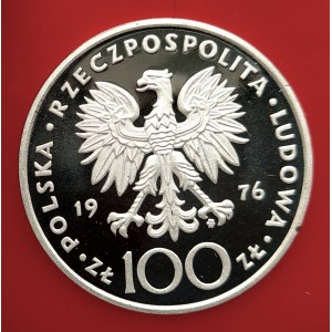 Polska, PRL (1944-1989), 100 złotych 1976, Kazimierz Pułaski - próba, srebro