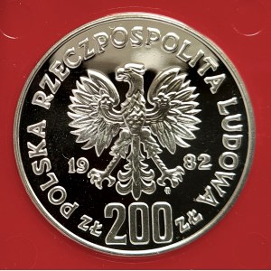 Polska, PRL (1944-1989), 200 złotych 1982, XII Mistrzostwa Świata w Piłce Nożnej - Hiszpania '82 - próba, srebro