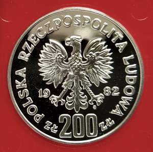Polska, PRL (1944-1989), 200 złotych 1982, XII Mistrzostwa Świata w Piłce Nożnej - Hiszpania '82 - próba, srebro
