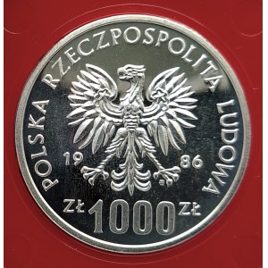 Polen, Volksrepublik Polen (1944-1989), 1000 Zloty 1986, Nationales Gesetz zur Unterstützung der Schule - Muster, Silber (1)