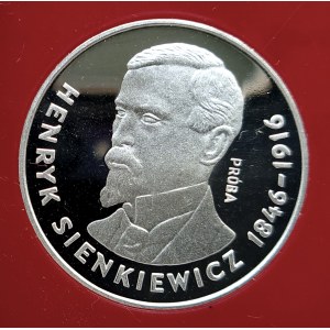 Poland, People's Republic of Poland (1944-1989), 100 gold 1977, Henryk Sienkiewicz - oblique - sample, silver