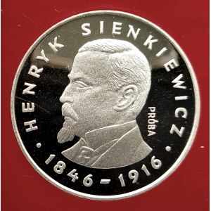 Poland, PRL (1944-1989), 100 gold 1977, Henryk Sienkiewicz - profile - sample, silver