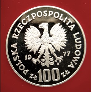 Polska, PRL (1944-1989), 100 złotych 1977, Henryk Sienkiewicz - profil - próba, srebro