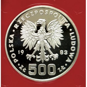 Polska, PRL (1944-1989), 500 złotych 1983, Igrzyska XXIII Olimpiady - Los Angeles 1984 - próba, srebro