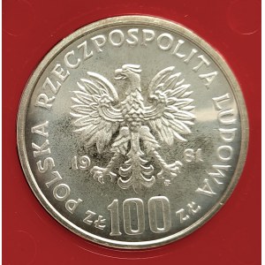 Polen, Volksrepublik Polen (1944-1989), 100 Zloty 1981, Umweltschutz - Pferde - Muster, Silber